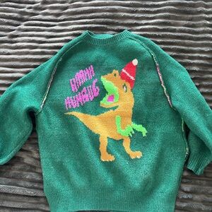 Green Dino Holiday Sweater